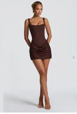Cornelia Mini Dress - Plum Brown for rent on The Volte - image 2