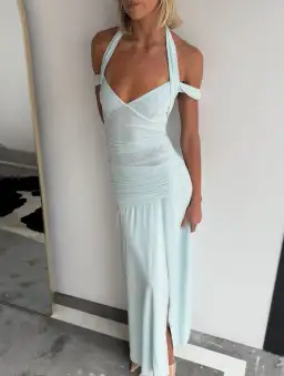Bec and Bridge Winnie Halter Maxi Dress in Spearmint Arctic Blue Size 6 / XS au for rent on The Volte - image 5
