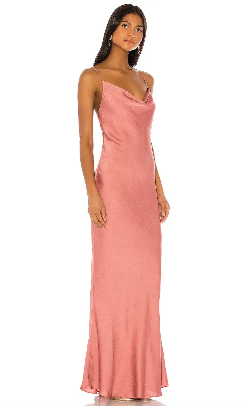 Shona Joy Luxe Bias Cowl Slip Dress in Rosé Size 12 for rent on The Volte - main image
