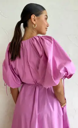 Kinney Elle Puff Sleeve Maxi Dress in Neon Violet - Size Small for rent on The Volte - image 3