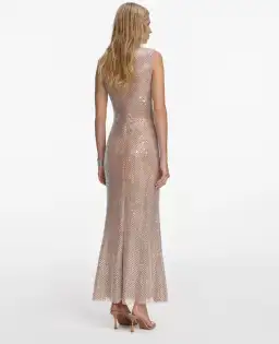 Self Portrait Silver Rhinestone Mesh Midi Dress AU 6 for rent on The Volte - image 5