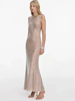 Self Portrait Silver Rhinestone Mesh Midi Dress AU 6 for rent on The Volte - image 6