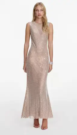 Self Portrait Silver Rhinestone Mesh Midi Dress AU 8 for rent on The Volte - image 1