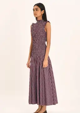 Steele Gabrielle Dress in Merlot Stripe - Size Small for rent on The Volte - image 2