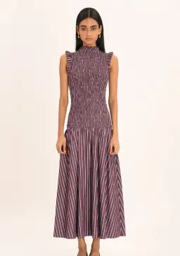 Steele Gabrielle Dress in Merlot Stripe - Size Small for rent on The Volte - image 1