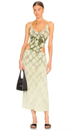 Dion Lee Shibori Gather Link Dress in Moss Size 10 for rent on The Volte - image 1