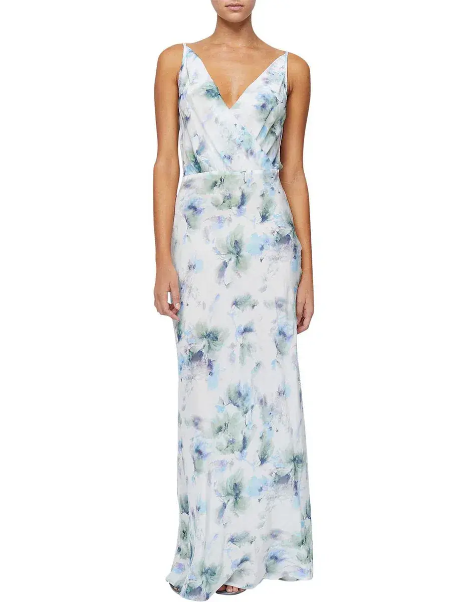 BEC & BRIDGE CORRINE V MAXI DRESS IN WATERCOLOUR FLORAL Size 8 - Image 3