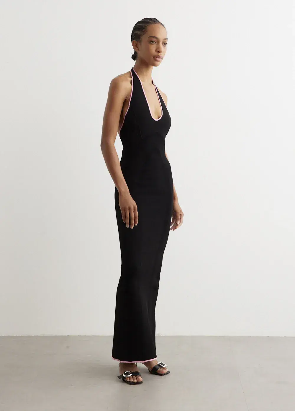 PARIS GEORGIA Black India Maxi Dress In Black/ Pink for rent on The Volte - main image