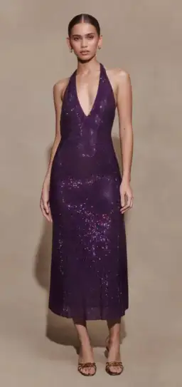 Genie Diamante Halter Midi Dress - Purple for rent on The Volte - image 1