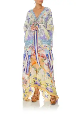 Girl In The Kimono Split Hem Lace Up Kaftan for rent on The Volte - image 1