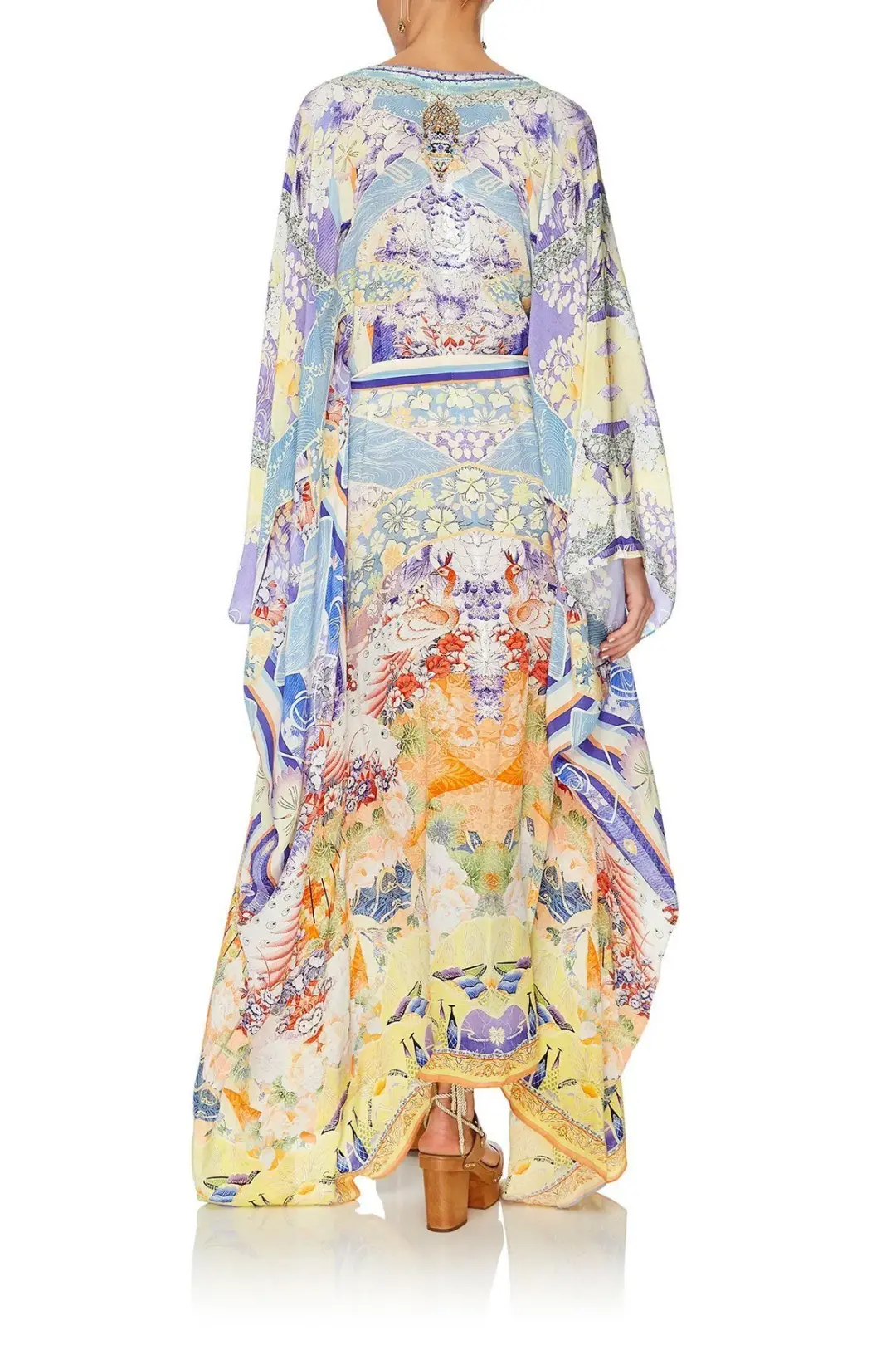 Girl In The Kimono Split Hem Lace Up Kaftan for rent on The Volte - main image