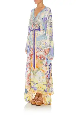 Girl In The Kimono Split Hem Lace Up Kaftan for rent on The Volte - image 5