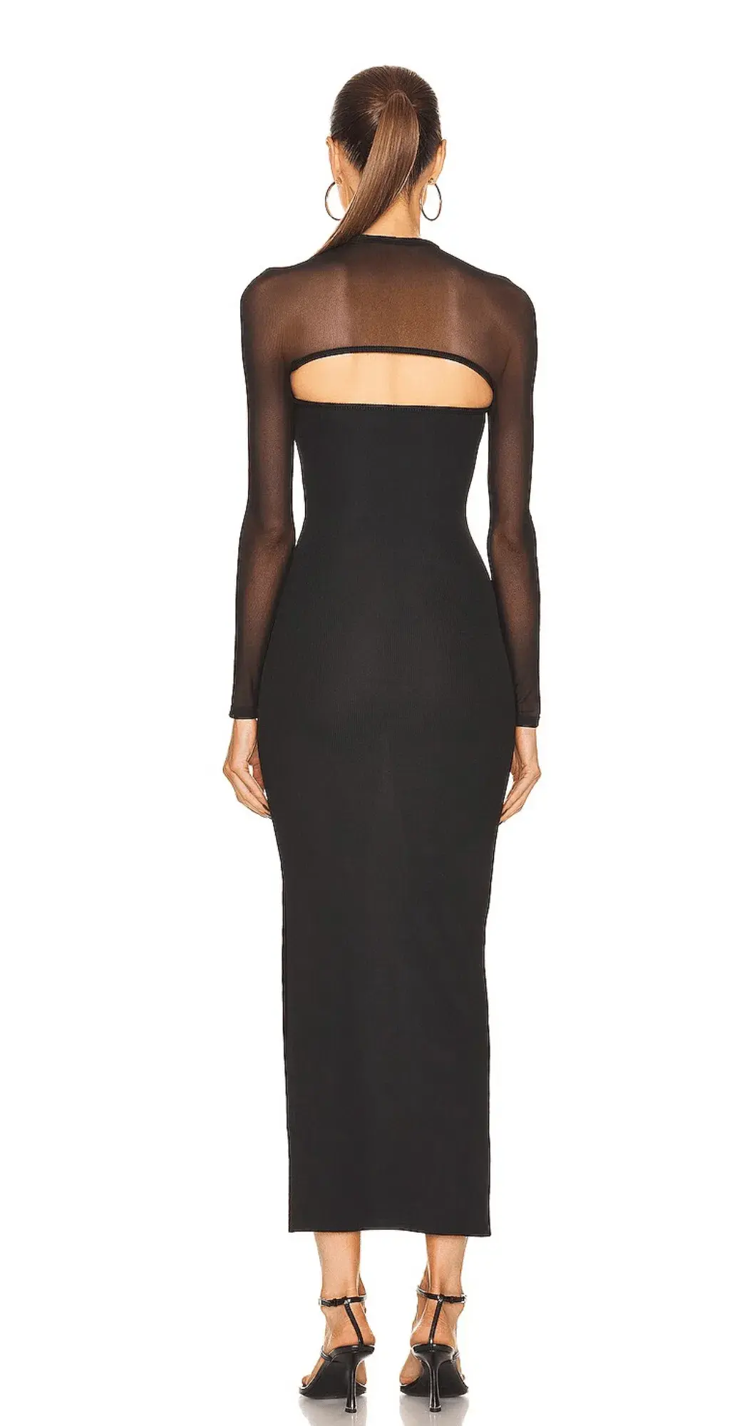 Polar Orbit Sheer Column Shawl Dress Black - Image 4