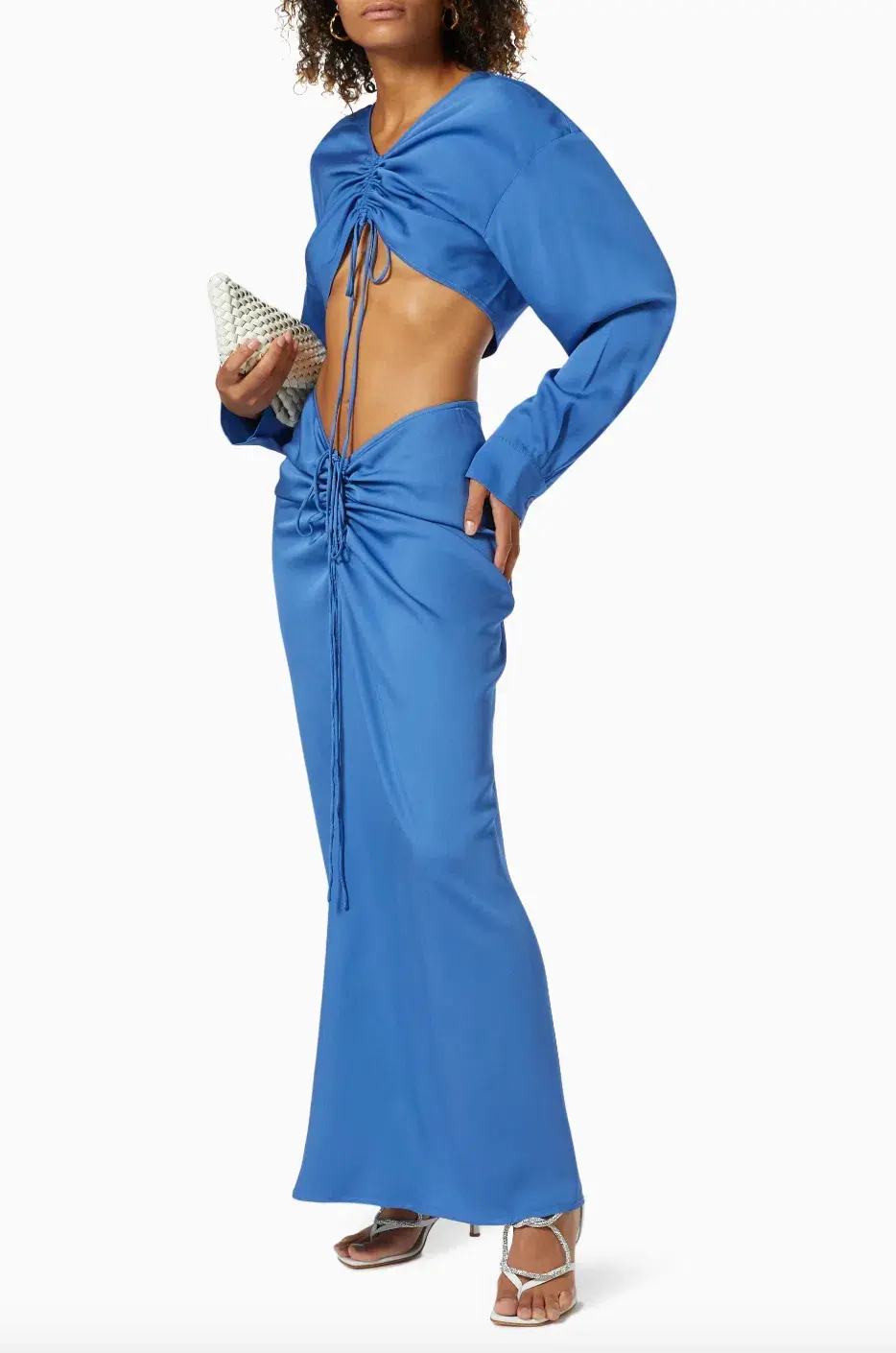 Ruched Skirt in Viscose blue - Image 1