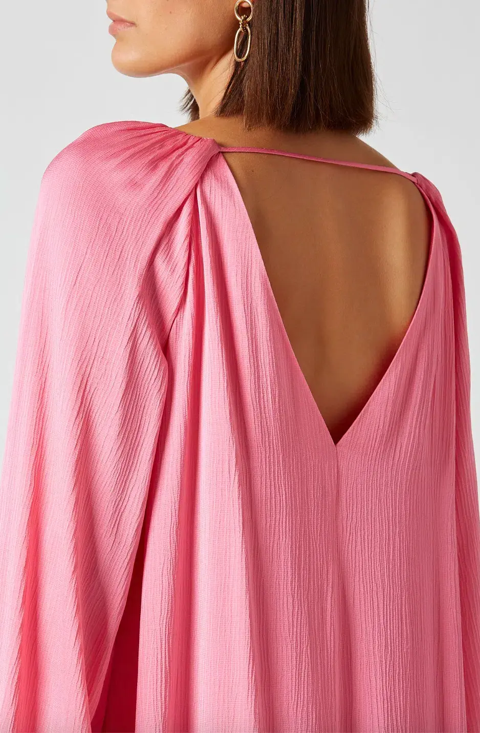 The Textured Satin Trapeze Dress Pink for rent on The Volte - main image