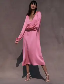The Textured Satin Trapeze Dress Pink for rent on The Volte - image 1