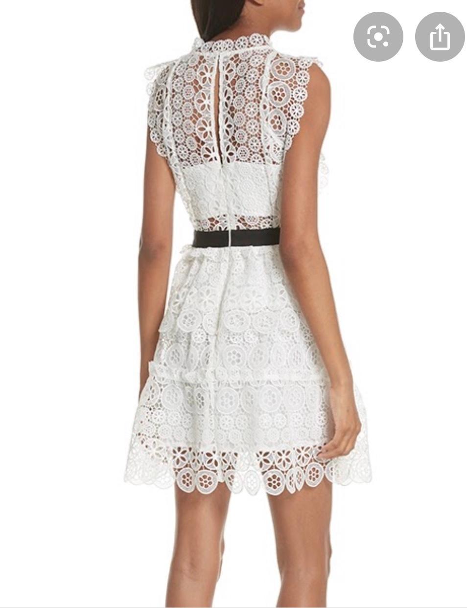 Self-portrait circle floral lace mini dress white size 10 AUS for rent on The Volte - main image