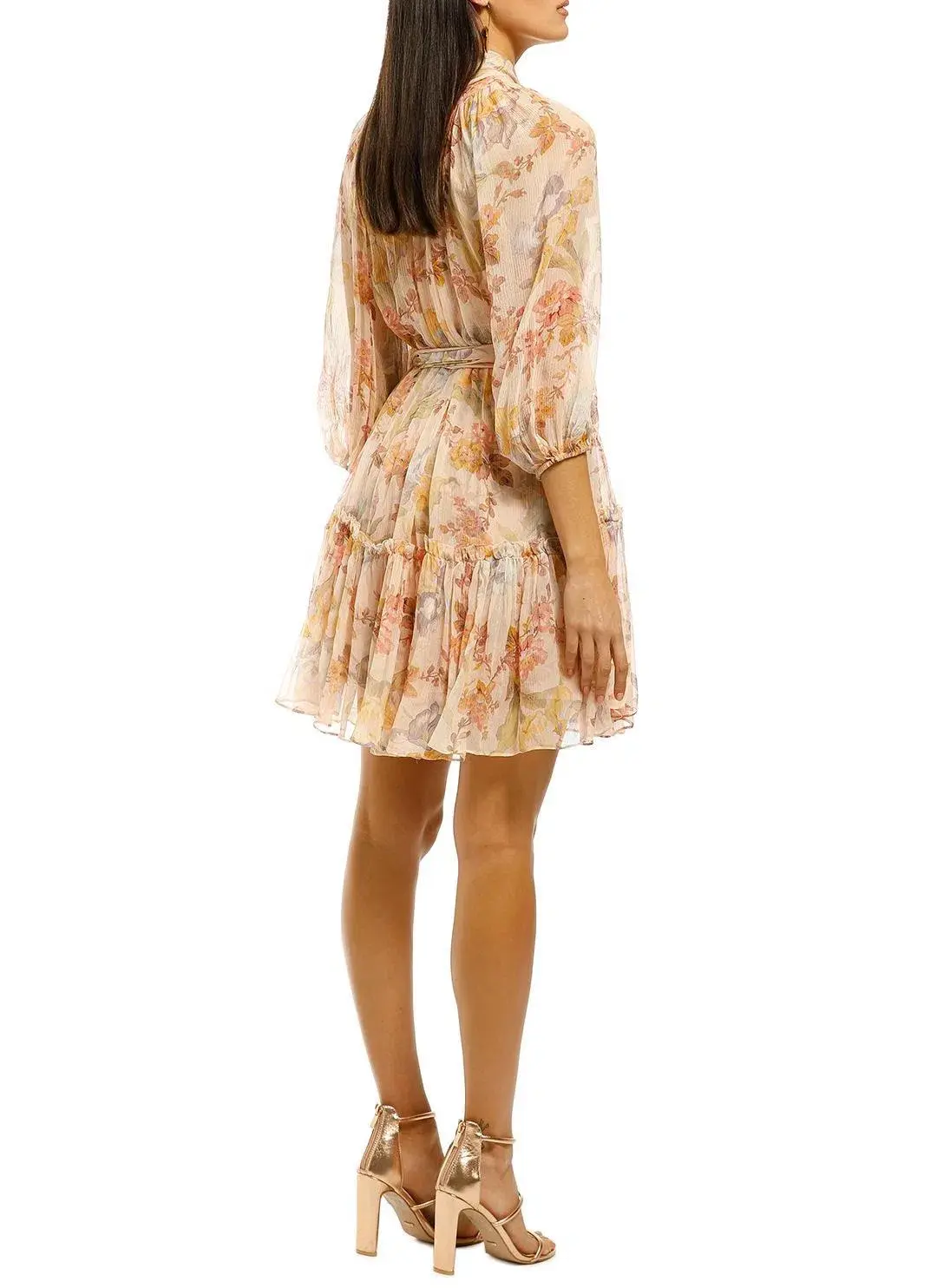 Zimmermann Espionage Neck Tie Mini Dress Iris Floral Size 6 for rent on The Volte - main image