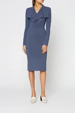 Crepe Knit Midi Dress Blue for rent on The Volte - image 1