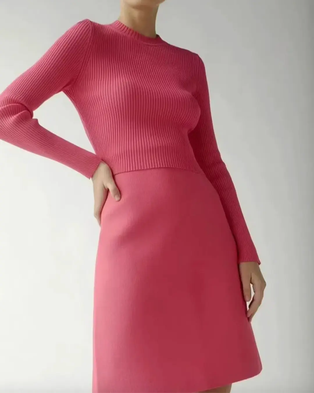 Crepe Knit Tailored Skirt Fuchsia Pink for rent on The Volte - main image