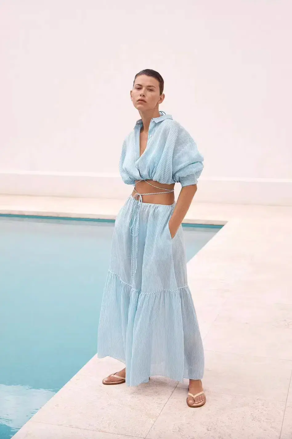 Striped Cotton Voile Blue Stripe Set for rent on The Volte - main image