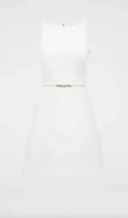 Crepe Knit Bow Bell Dress White With Belt for rent on The Volte - image 8
