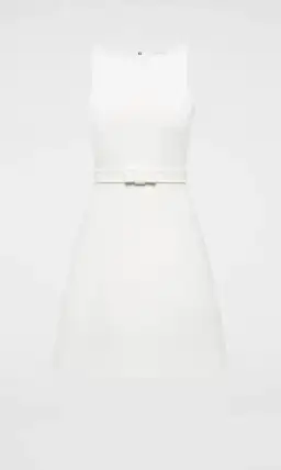 Crepe Knit Bow Bell Dress White With Belt for rent on The Volte - image 1