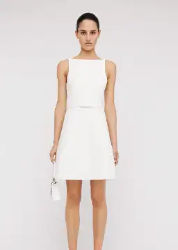 Crepe Knit Bow Bell Dress White With Belt for rent on The Volte - image 2