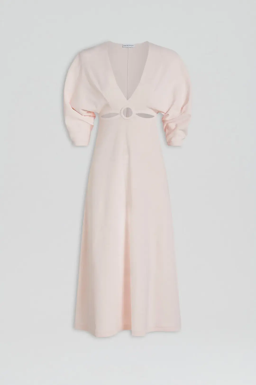 Baby Pink Crepe Knit Cut Out Cocoon Dress for rent on The Volte - main image