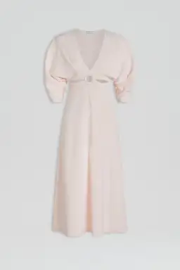 Baby Pink Crepe Knit Cut Out Cocoon Dress for rent on The Volte - image 1