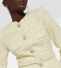 Self-Portrait Bouclé and chiffon midi dress for rent on The Volte - image 3