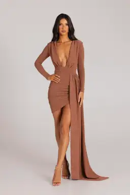 Mariya Bronze Gold Foil Dress for rent on The Volte - image 1