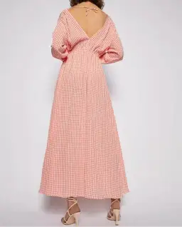 Scanlan Theodore V Neck Gingham Dress Peach for rent on The Volte - image 2