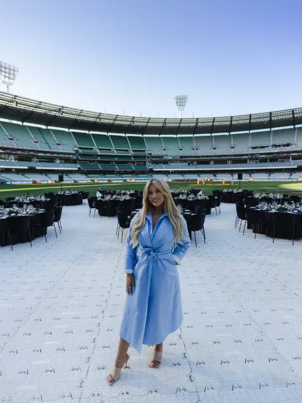 Blue Double Cotton Trench Coat With Belt for rent on The Volte - main image