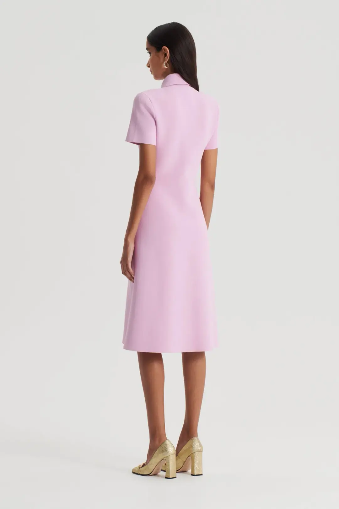 Crepe Knit Zip Dress Light Pink for rent on The Volte - main image