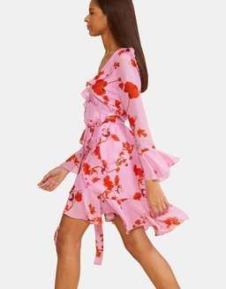 Cynthia Rowley Malibu Ruffle Dress Pink Size XS
