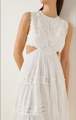 Zimmermann White Linen Cut-out Cassia Sleeveless Midi Dress size 6 for rent on The Volte - image 1