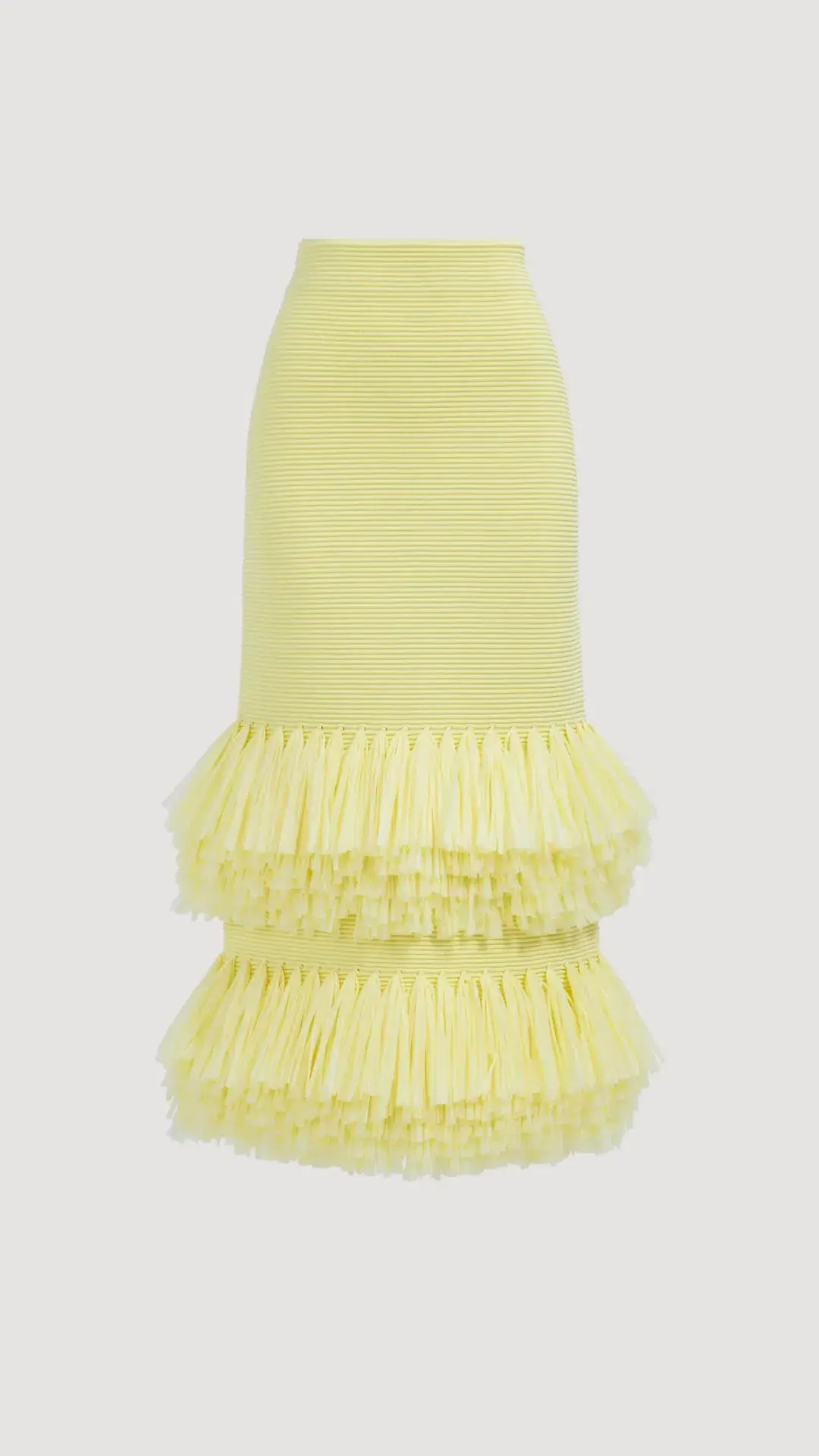 AJE Agave Knit Top and Raffia Midi Skirt in Lemon Size S (8) - Image 5