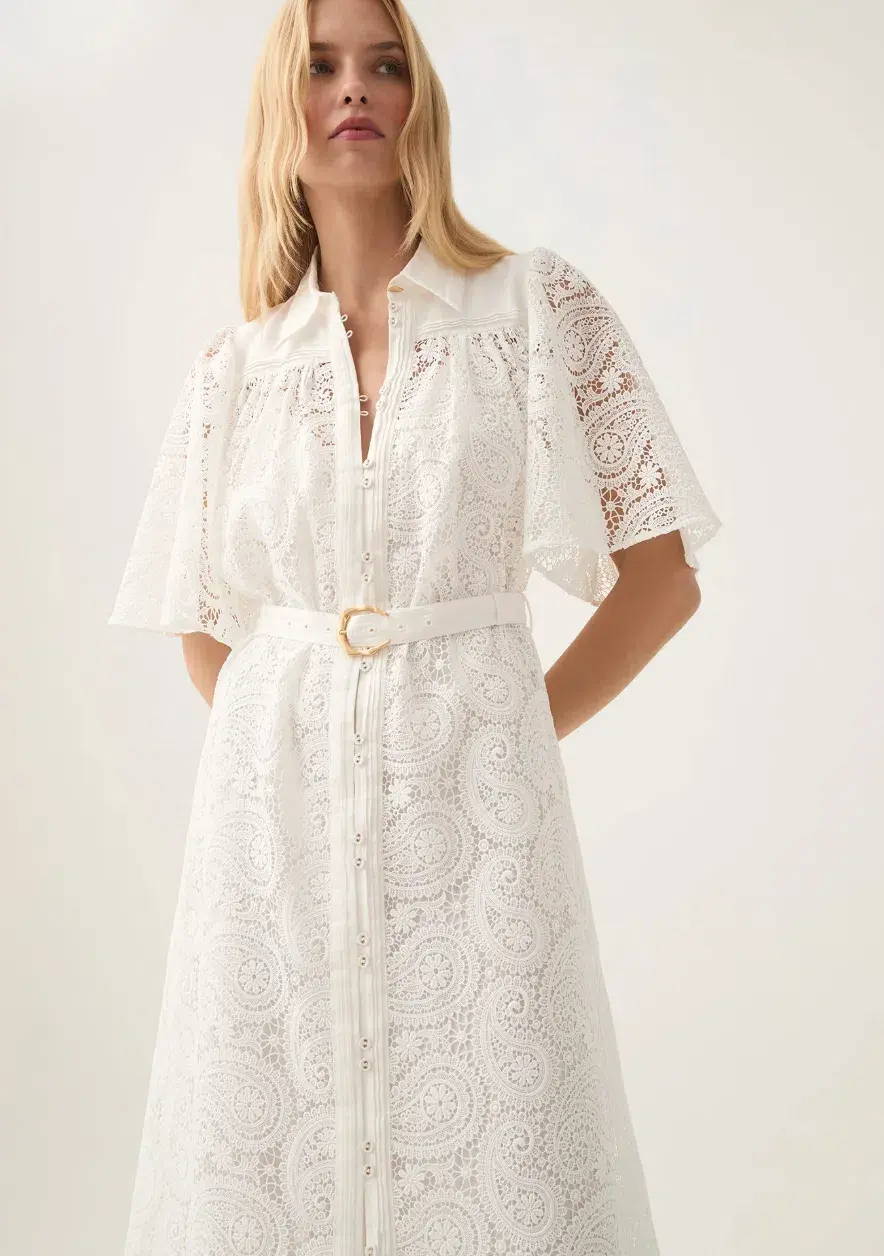 AJE Laicey Paisley midi dress in white Size 14 for rent on The Volte - main image