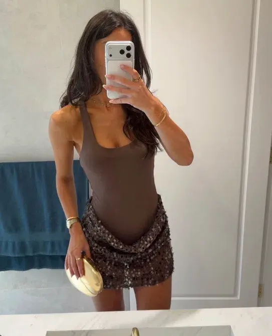 Ariel Mini Dress in Cocoa for rent on The Volte - main image