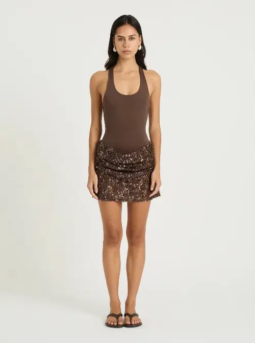 Ariel Mini Dress in Cocoa for rent on The Volte - main image