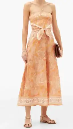 Zimmermann Brighton Tie-waist Paisley Midi Dress Orange - 12 for rent on The Volte - image 4