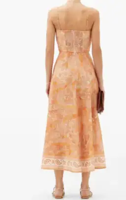 Zimmermann Brighton Tie-waist Paisley Midi Dress Orange - 12 for rent on The Volte - image 3