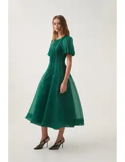Aje Nova Pleated Midi Dress Emerald Green Size 14 for rent on The Volte - image 4