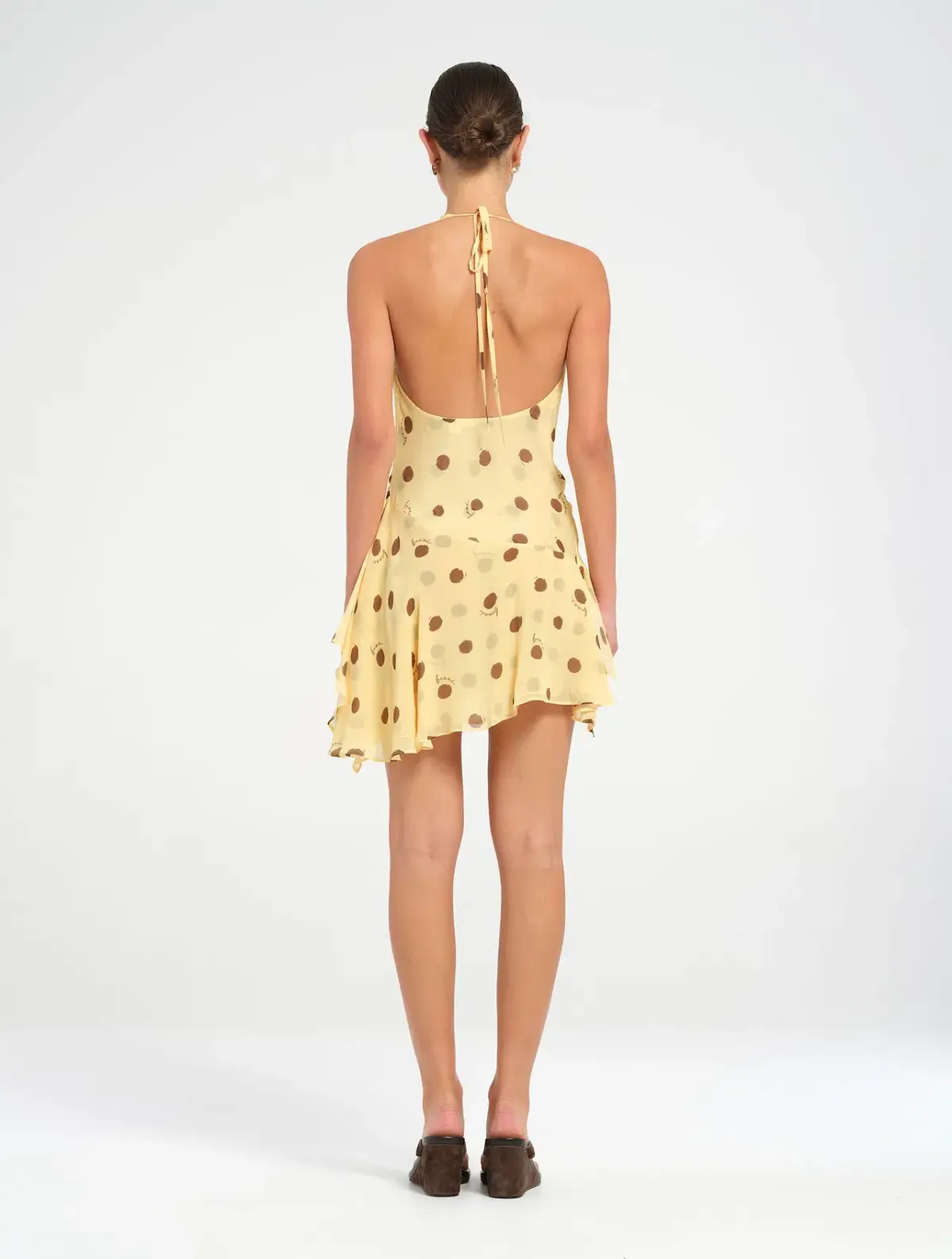 Benni Harlow Halter Mini Dress in Butter Spot Size AU 8 - Image 2