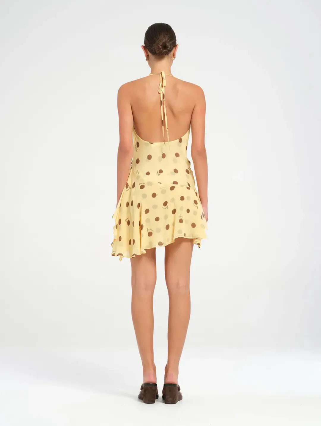 Benni Harlow Halter Dress / Yellow polka / Size 12 for rent on The Volte - main image