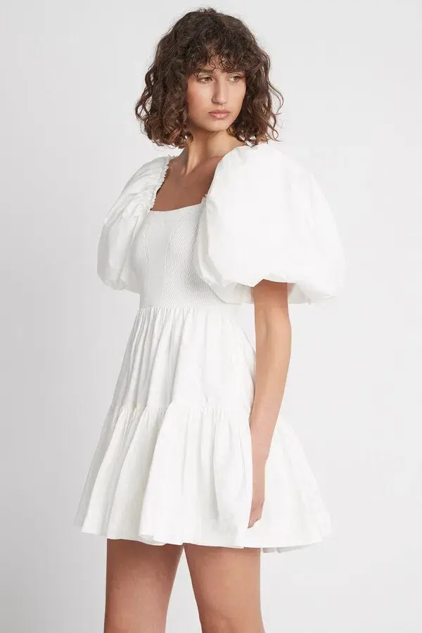 Aje Casa Puff Sleeve Mini Dress in Ivory Size AU 6 / XS - Image 3