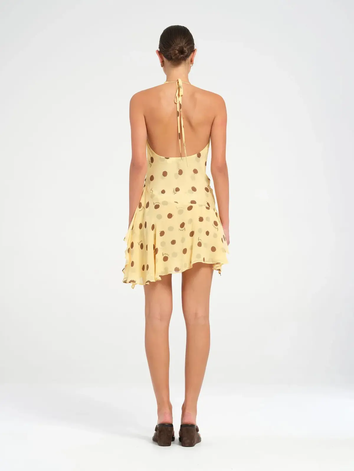 Benni Harlow Halter Mini / Yellow Polka / Size 6 - Image 3