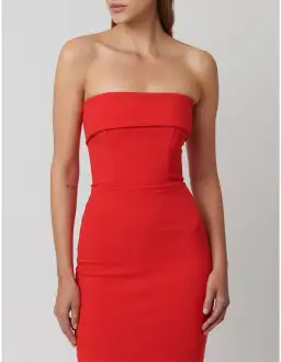 EFFIE KATS MONROE STRAPLESS CREPE FLOOR LENGTH GOWN RED M/10 AU for rent on The Volte - image 3