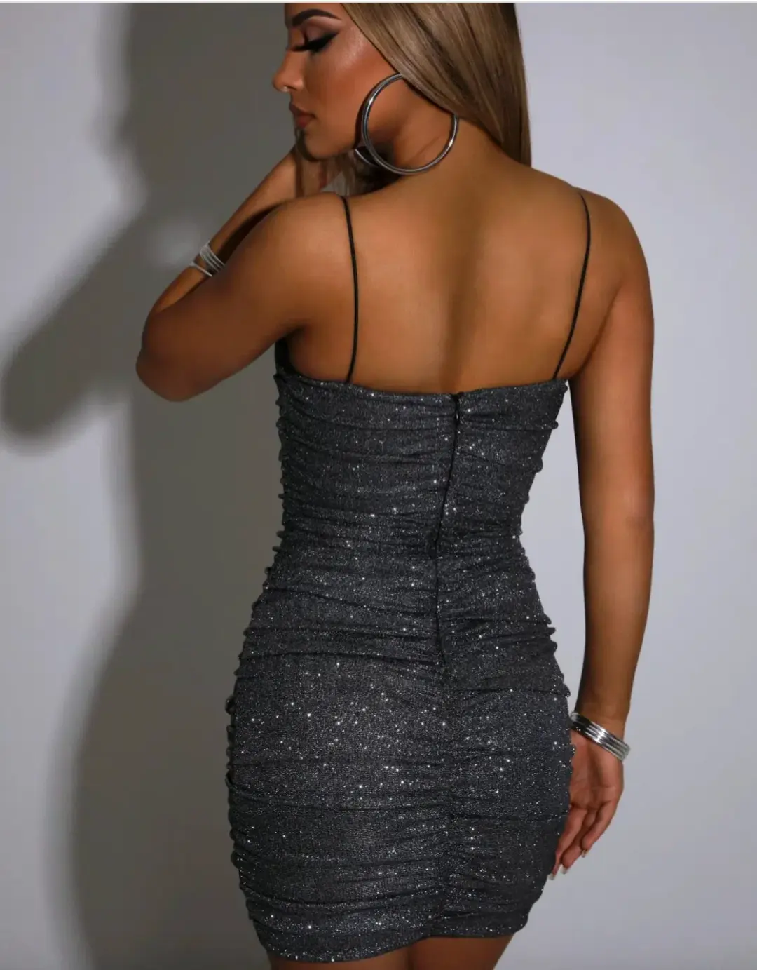 Dayna Mini Dress Black Sparkle for rent on The Volte - main image
